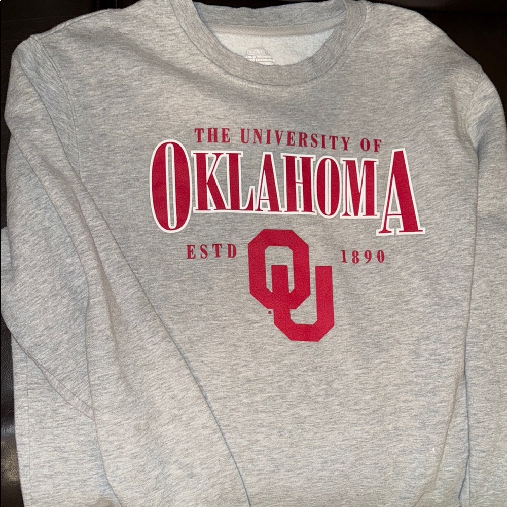 Fanatics University of Oklahoma Gray and Red Crewneck Sweater